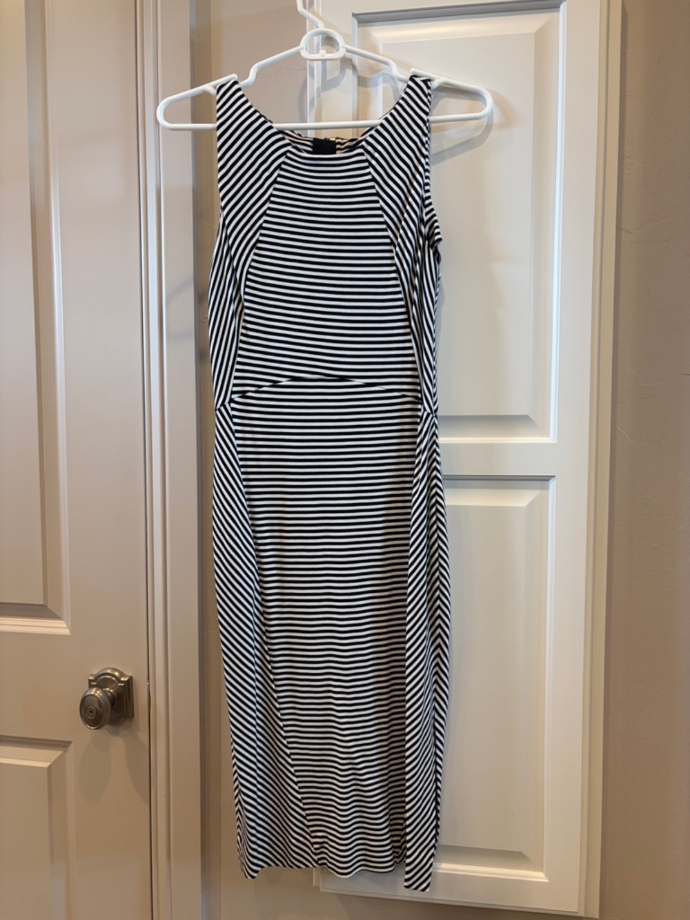 Banana Republic Black and White Striped Midi Dress